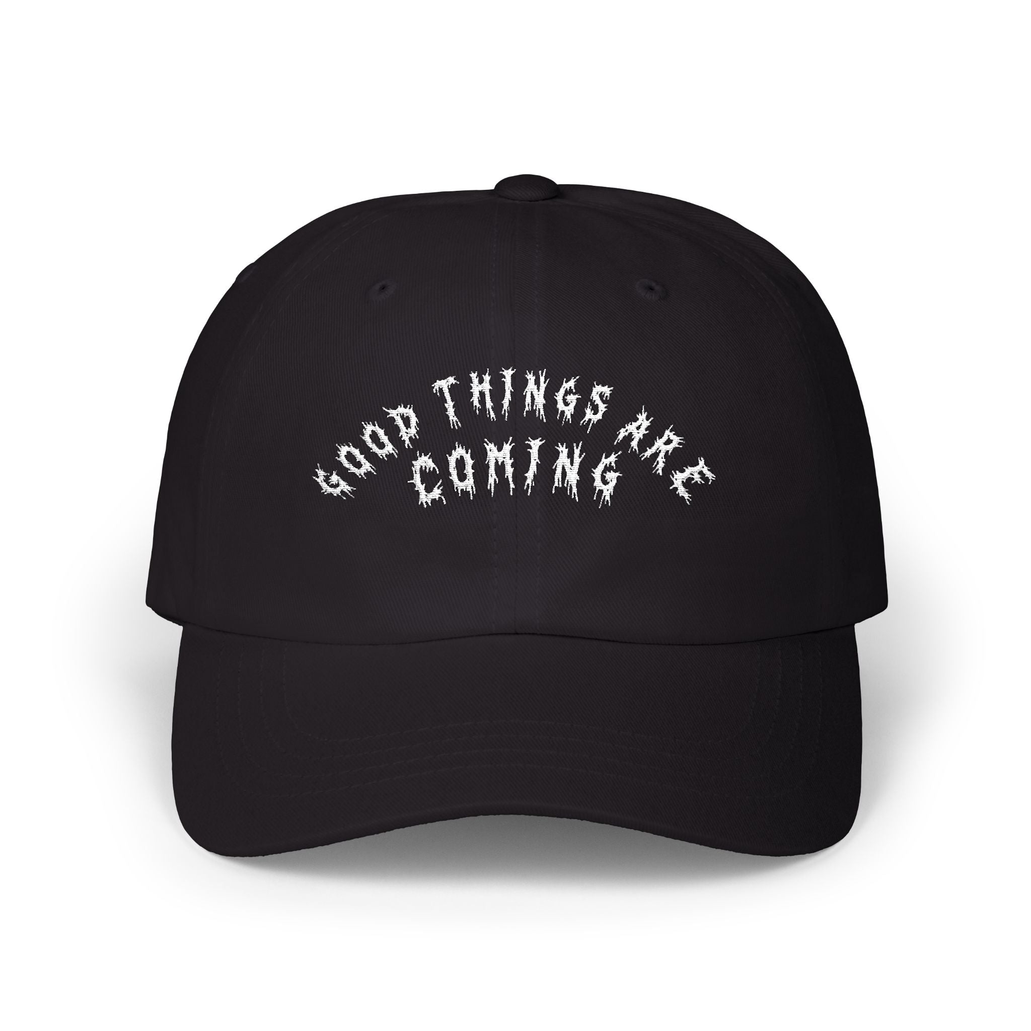 Hvita Good Things Are Coming White Text Dad Hat