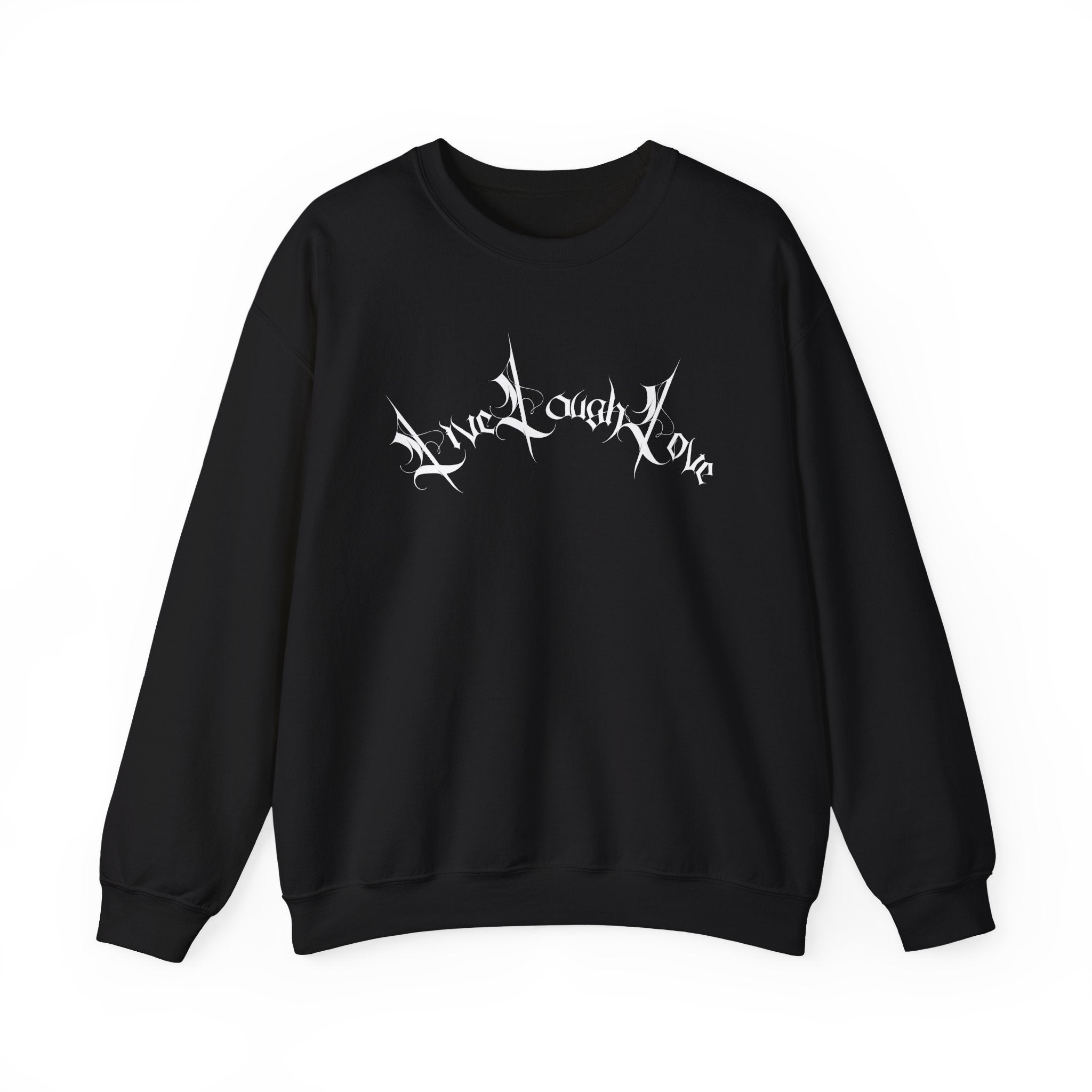Ellioaey Live Laugh Love White Text Crewneck