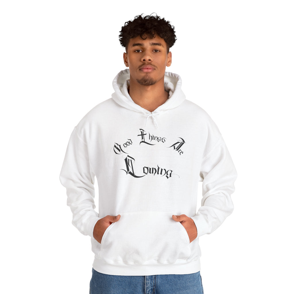 Ellioaey Good Things Are Coming Black Text Hoodie