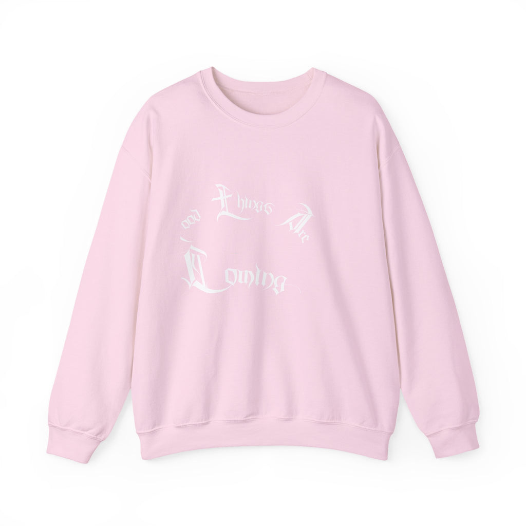 Ellioaey Good Things Are Coming White Text Crewneck