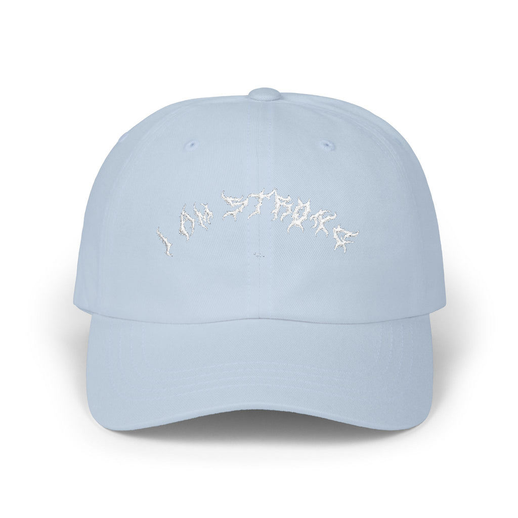 Lundr I Am Strong White Text Dad Hat