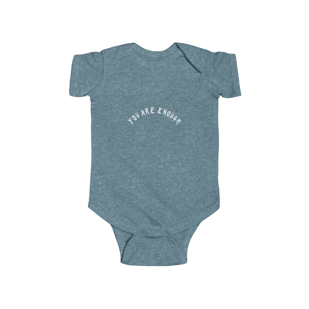 Hvita You Are Enough White Text Baby Onesie
