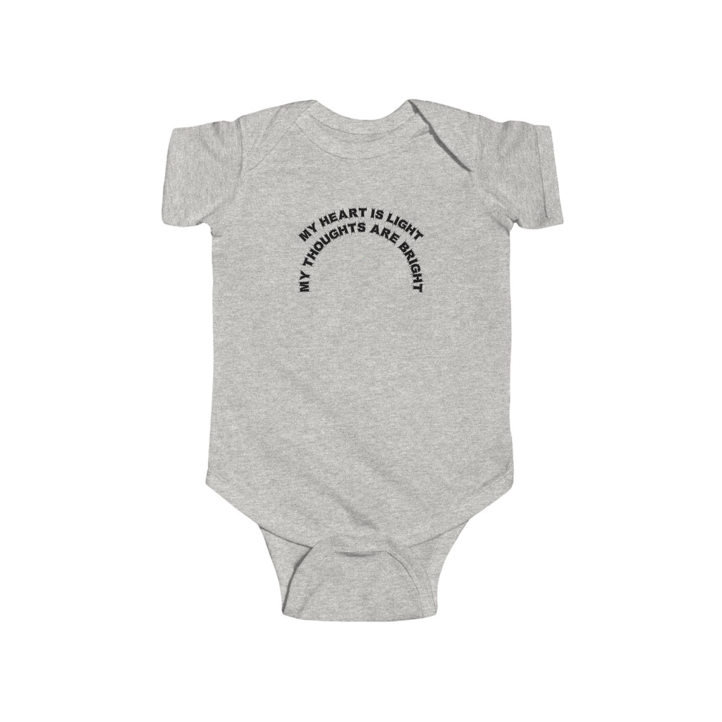 Bildsa My Heart Is Light Black Text Baby Onesie