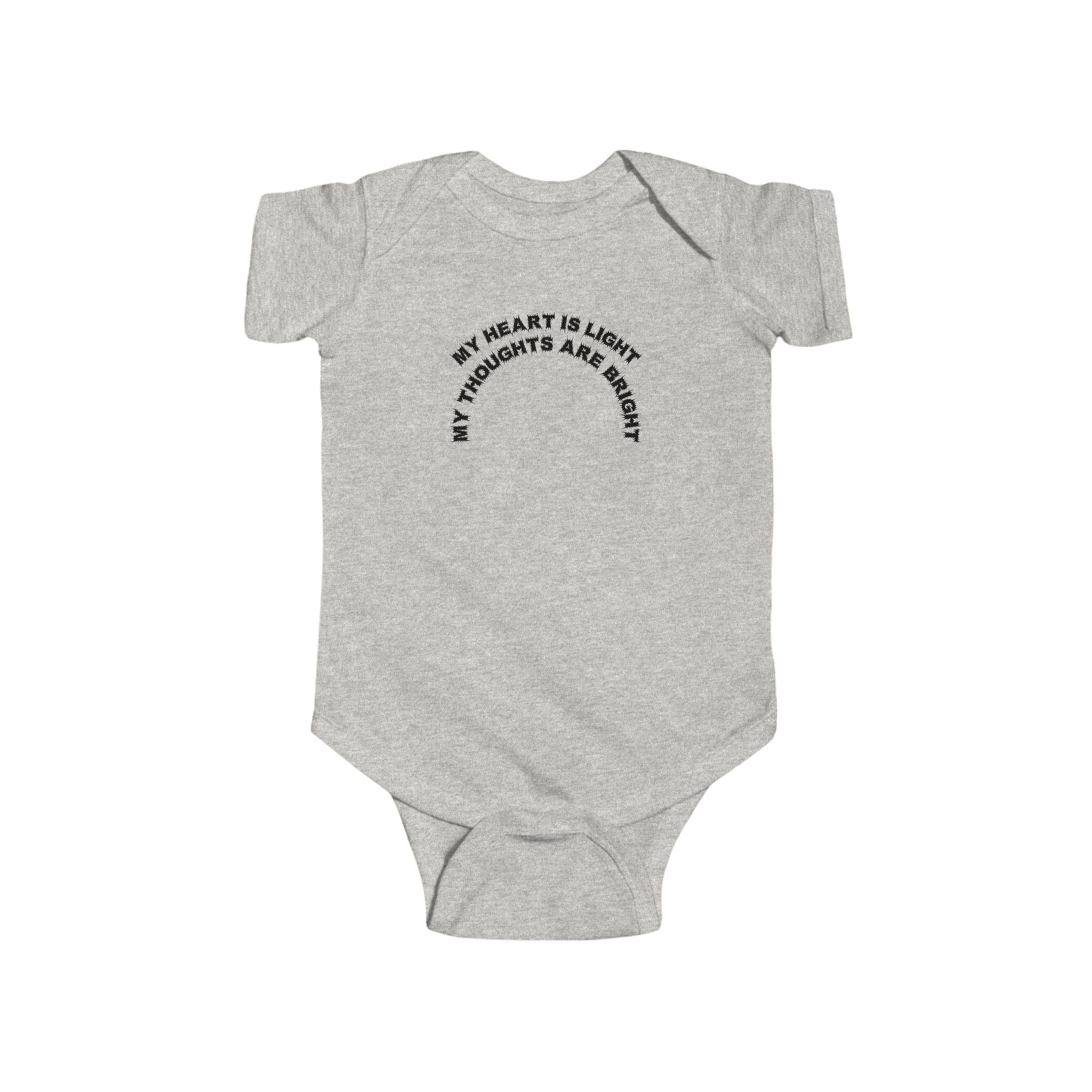 Bildsa My Heart Is Light Black Text Baby Onesie