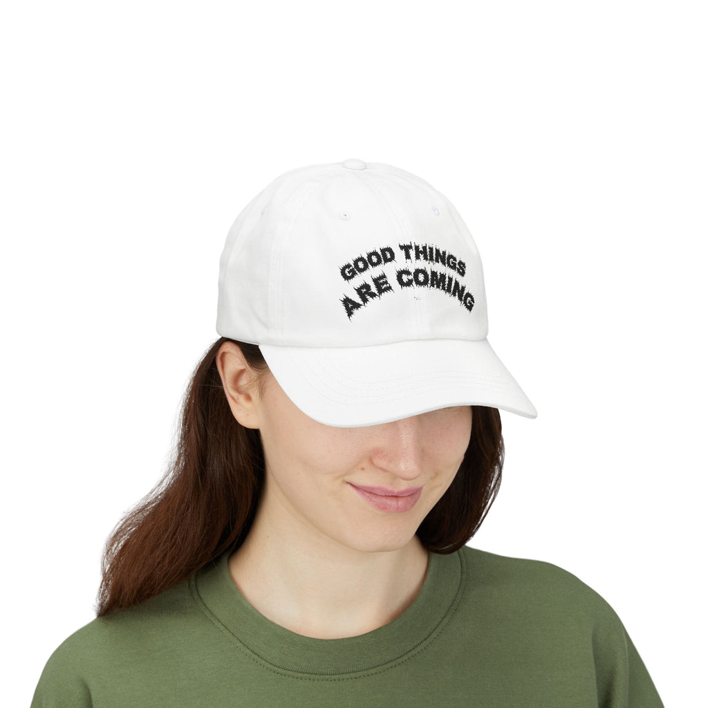 Bildsa Good Things Are Coming Black Text Dad Hat