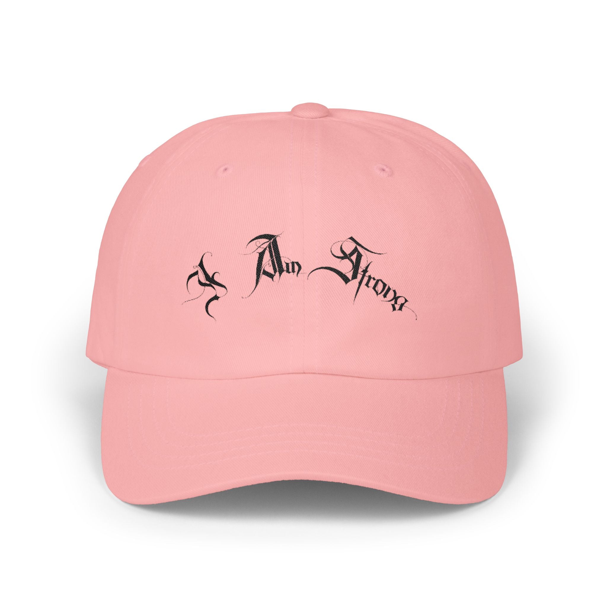 Ellioaey I Am Strong Black Text Dad Hat
