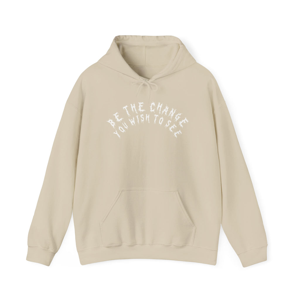 Hvita Be The Change White Text Hoodie