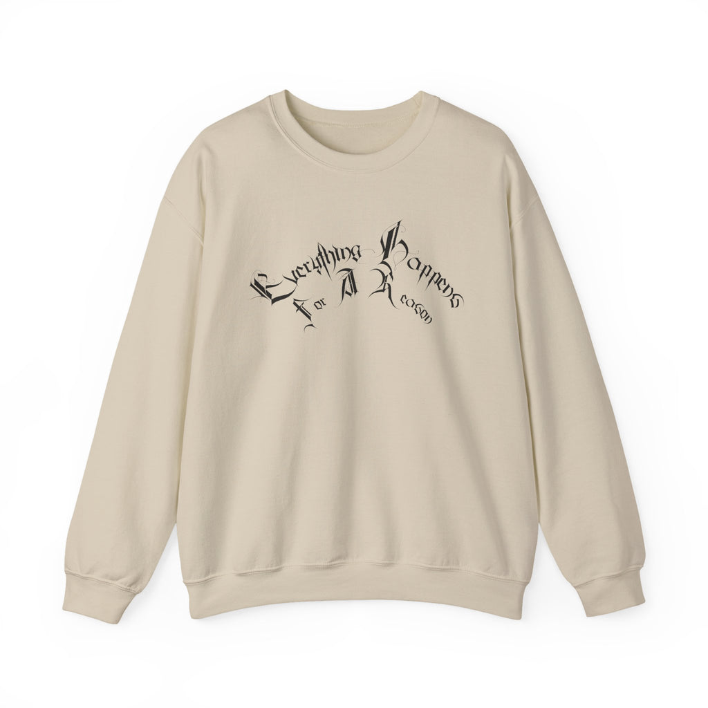 Ellioaey Everything Happens Black Text Crewneck