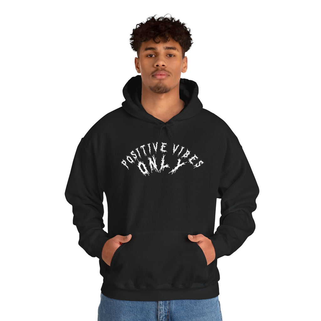 Hvita Positive Vibes White Text Hoodie