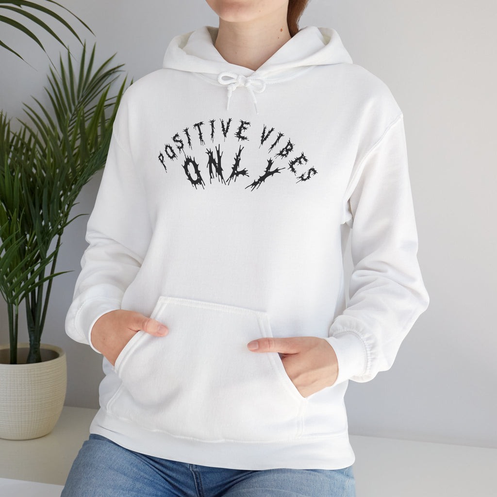 Hvita Positive Vibes Black Text Hoodie