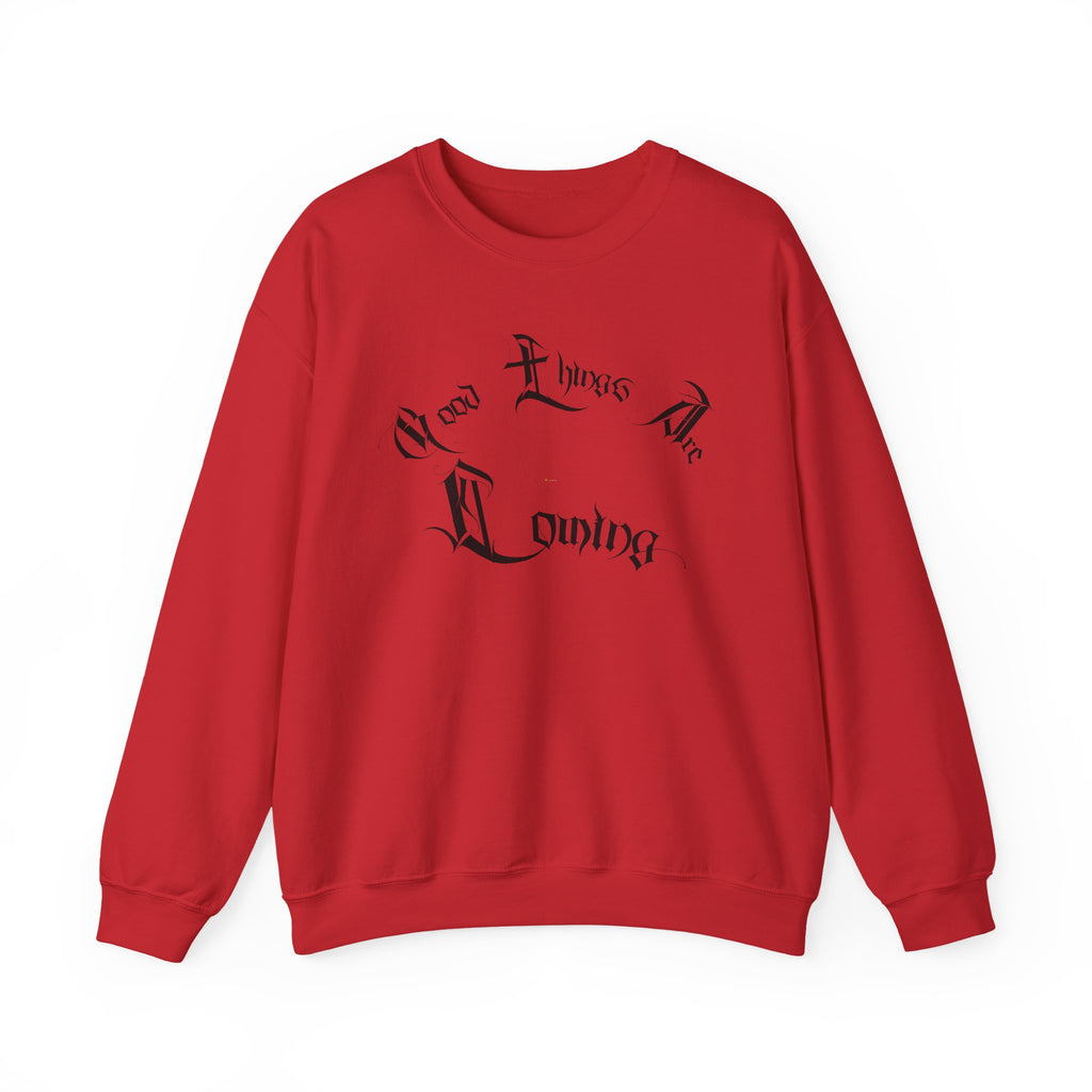 Ellioaey Good Things Are Coming Black Text Crewneck