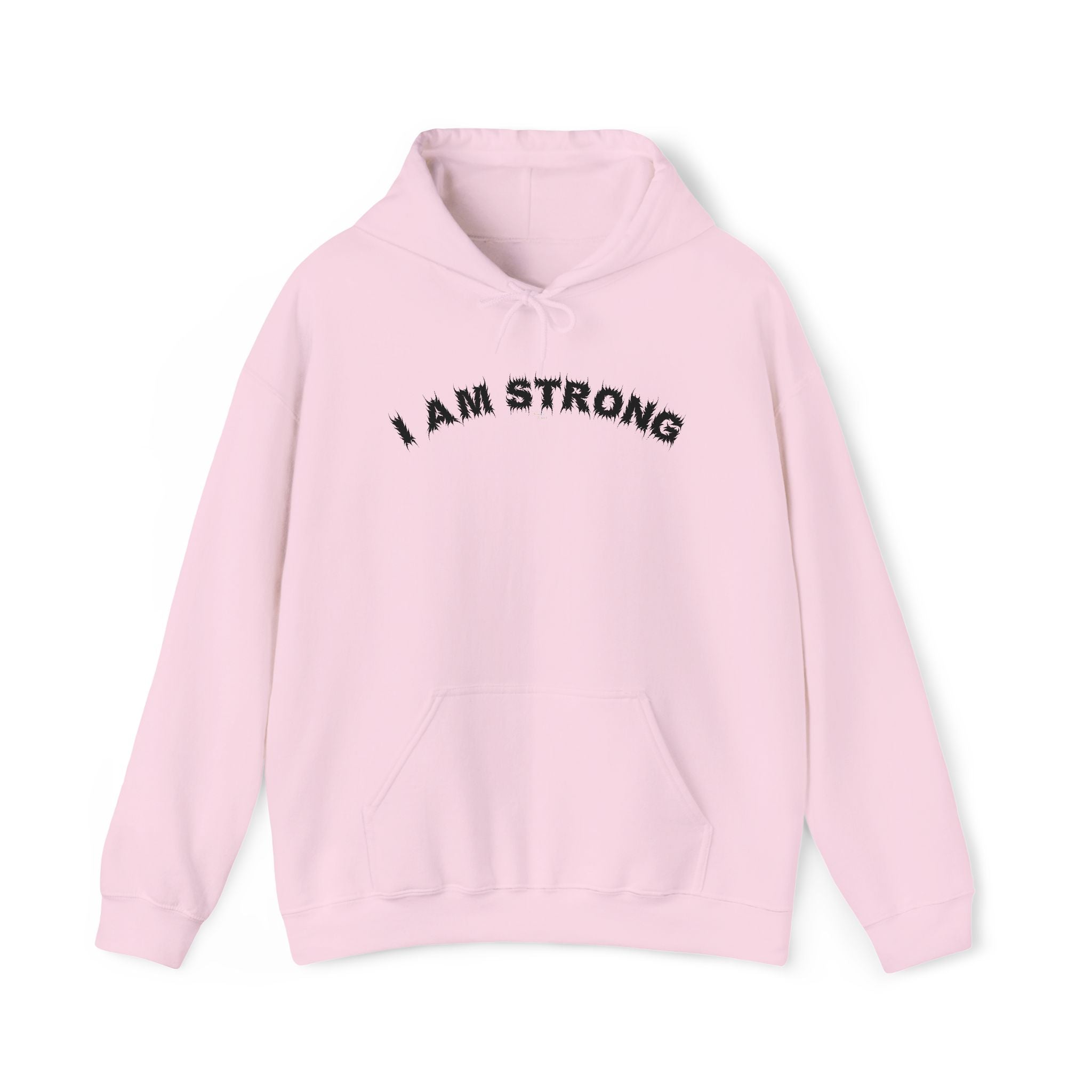 Bildsa I Am Strong Black Text Hoodie