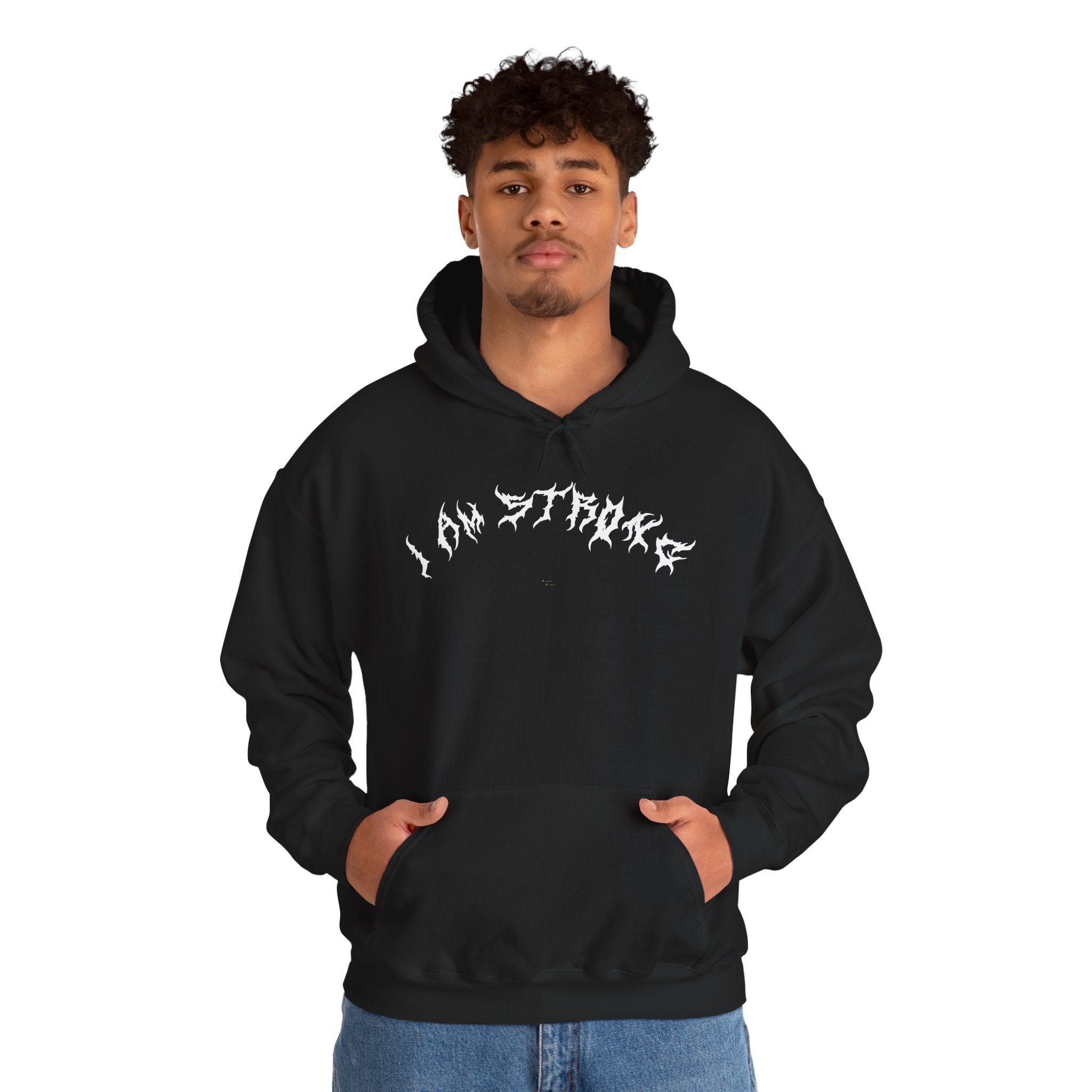 Lundr I Am Strong White Text Hoodie