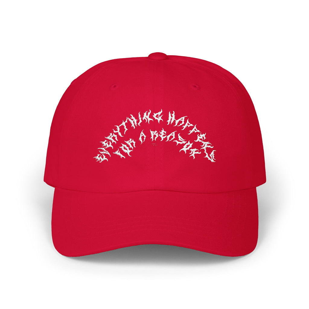 Lundr Everything Happens White Text Dad Hat