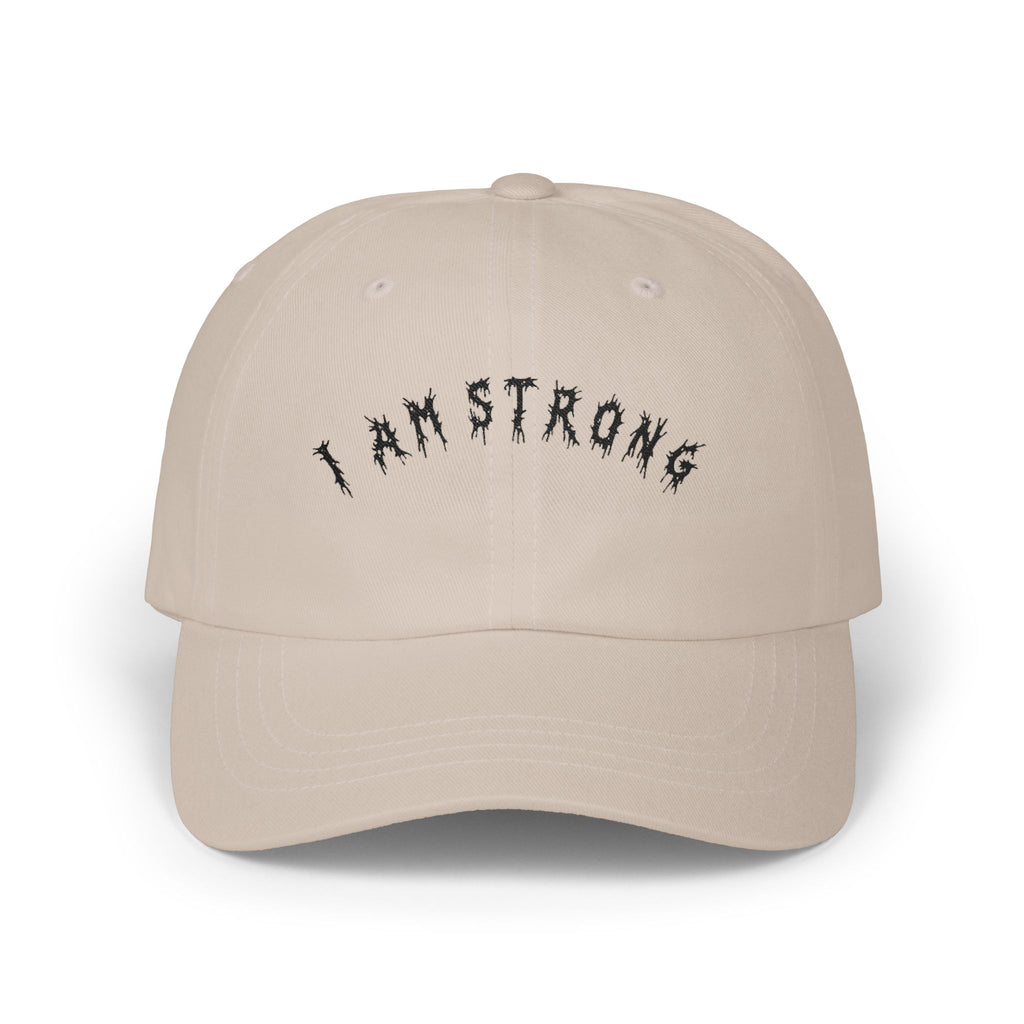Hvita I Am Strong Black Text Dad Hat