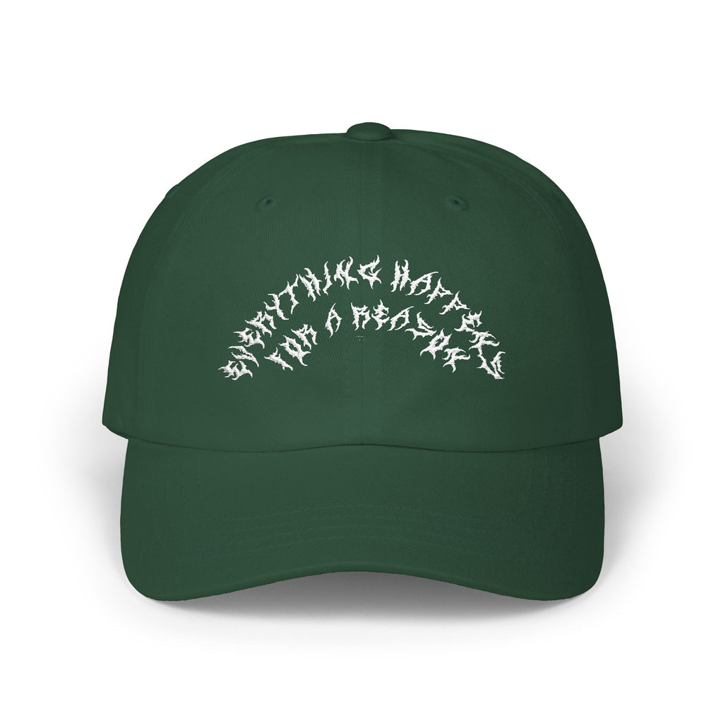 Lundr Everything Happens White Text Dad Hat