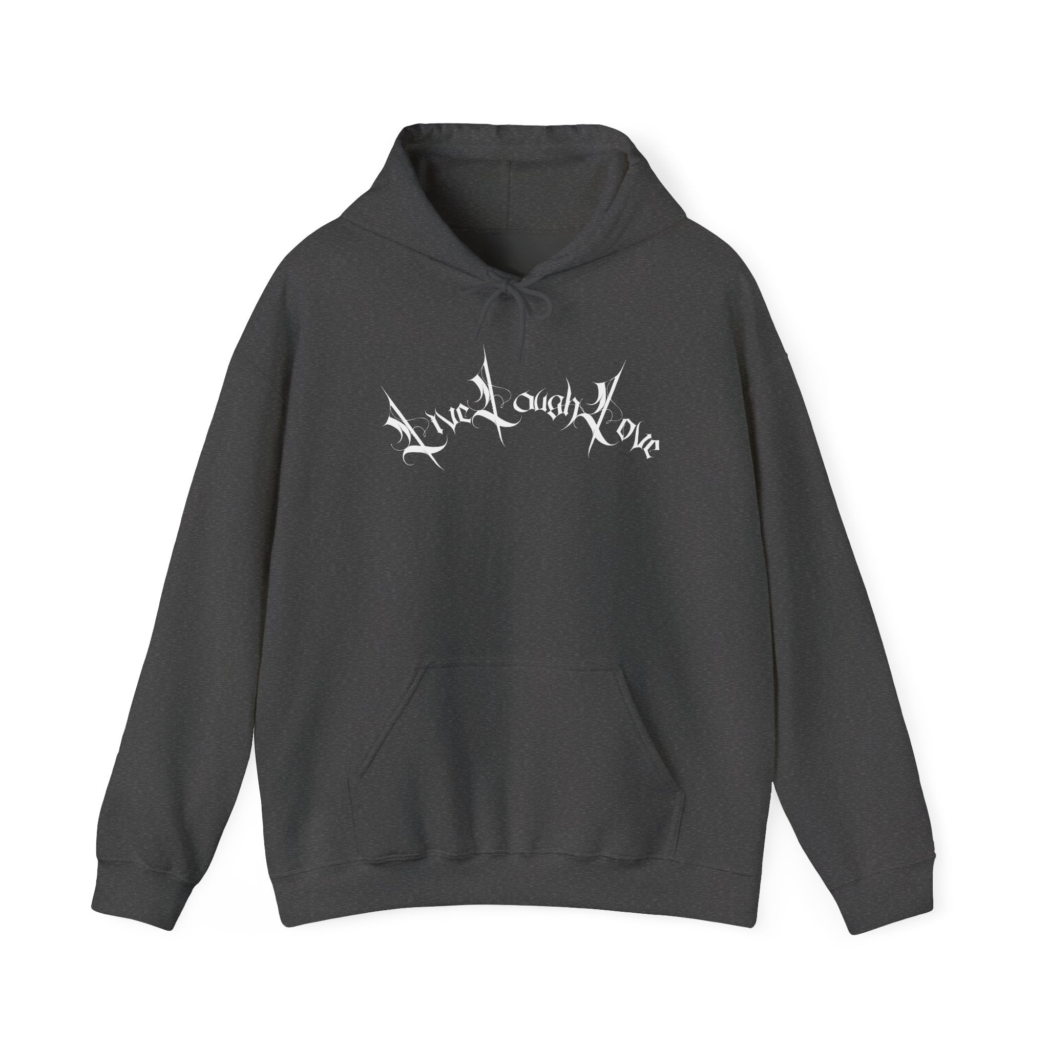 Ellioaey Live Laugh Love White Text Hoodie