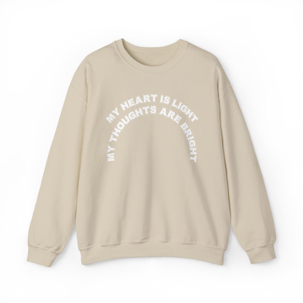 Bildsa My Heart Is Light White Text Crewneck