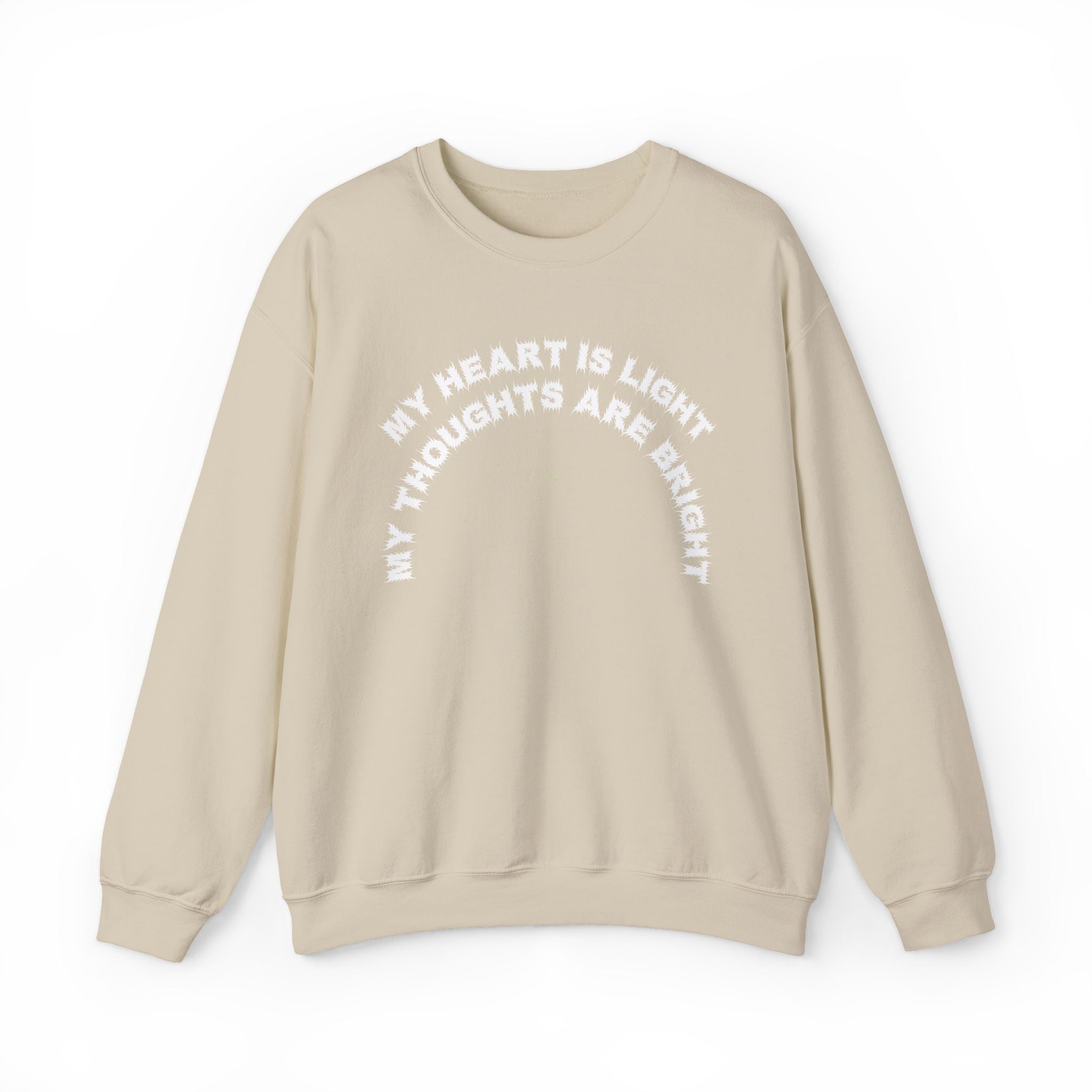 Bildsa My Heart Is Light White Text Crewneck