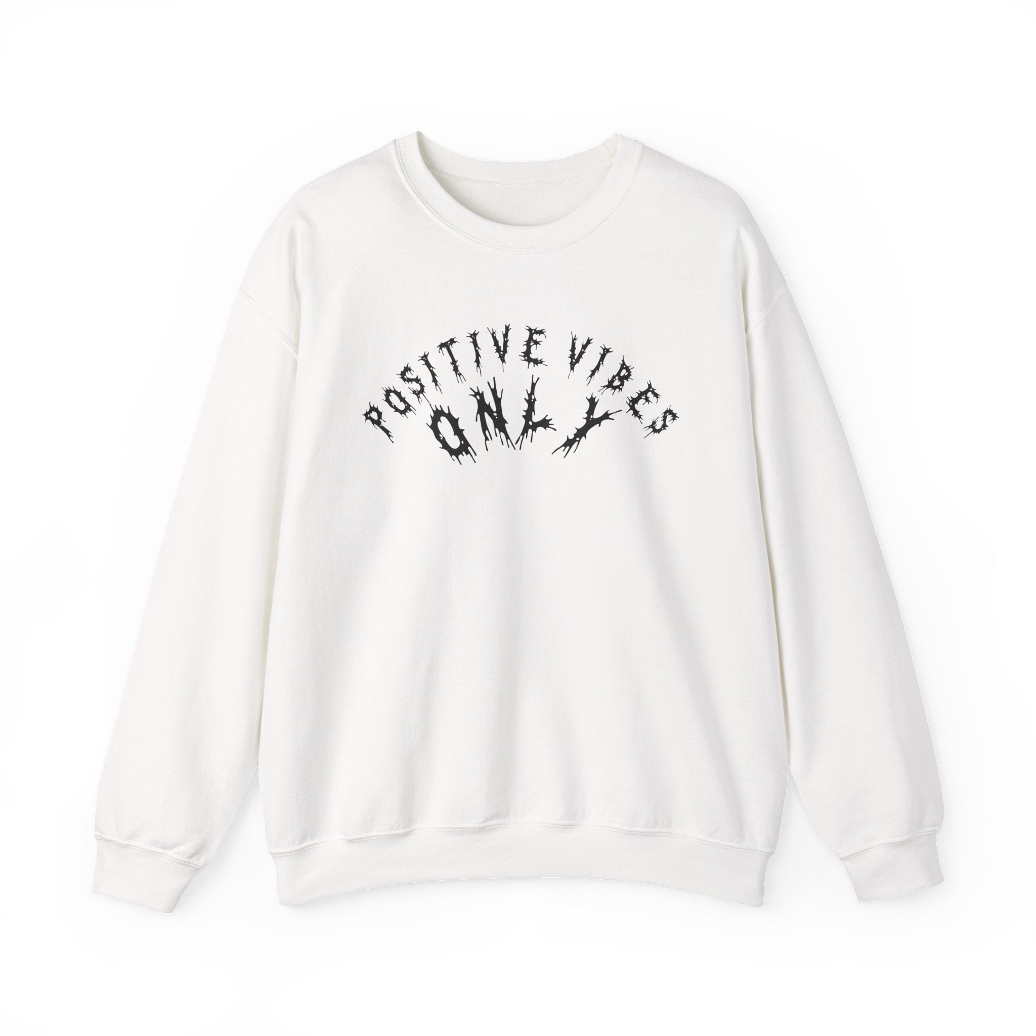 Hvita Positive Vibes Black Text Crewneck