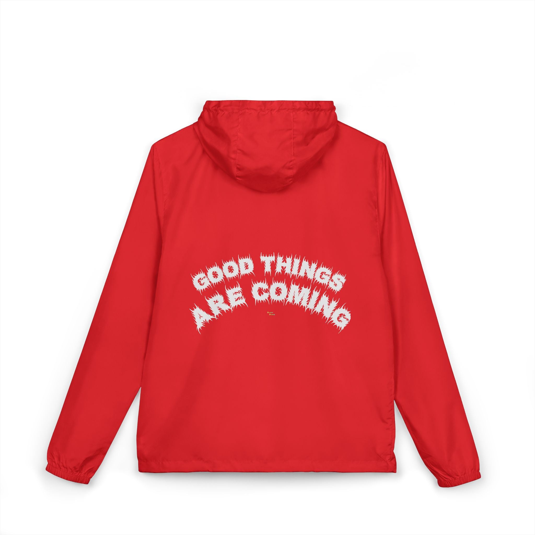 Bildsa Good Things Are Coming White Text Windbreaker