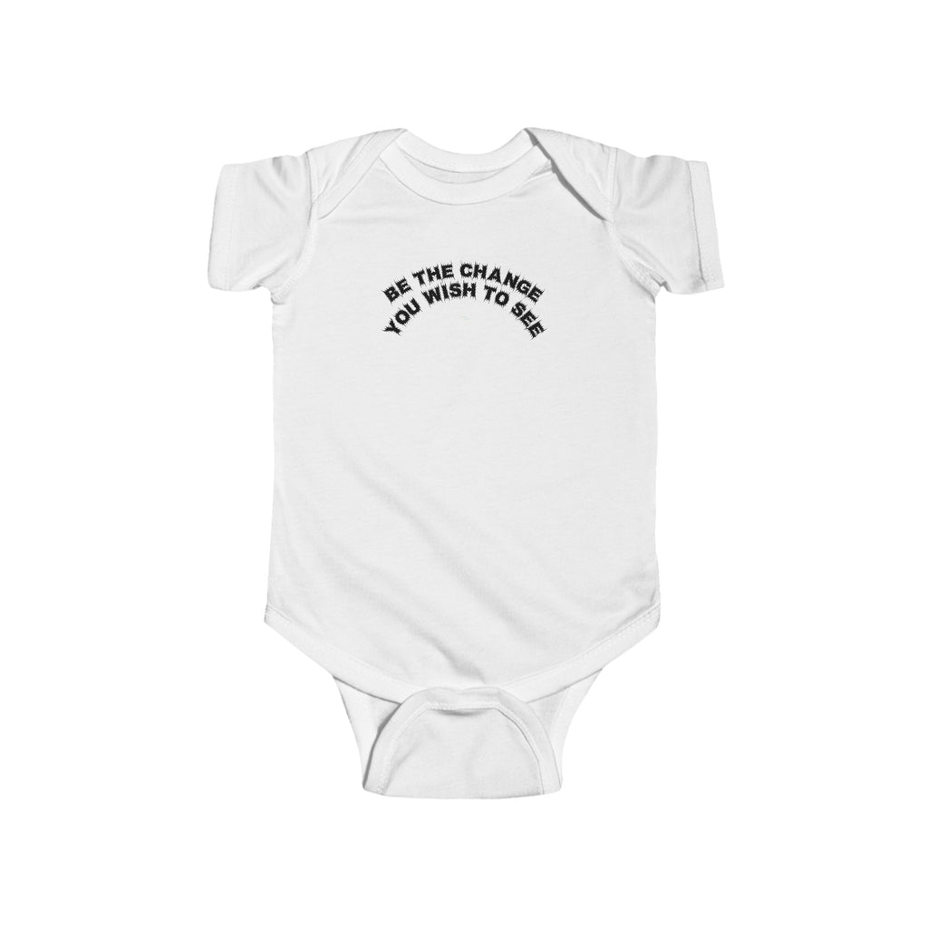 Bildsa Be The Change Black Text Baby Onesie