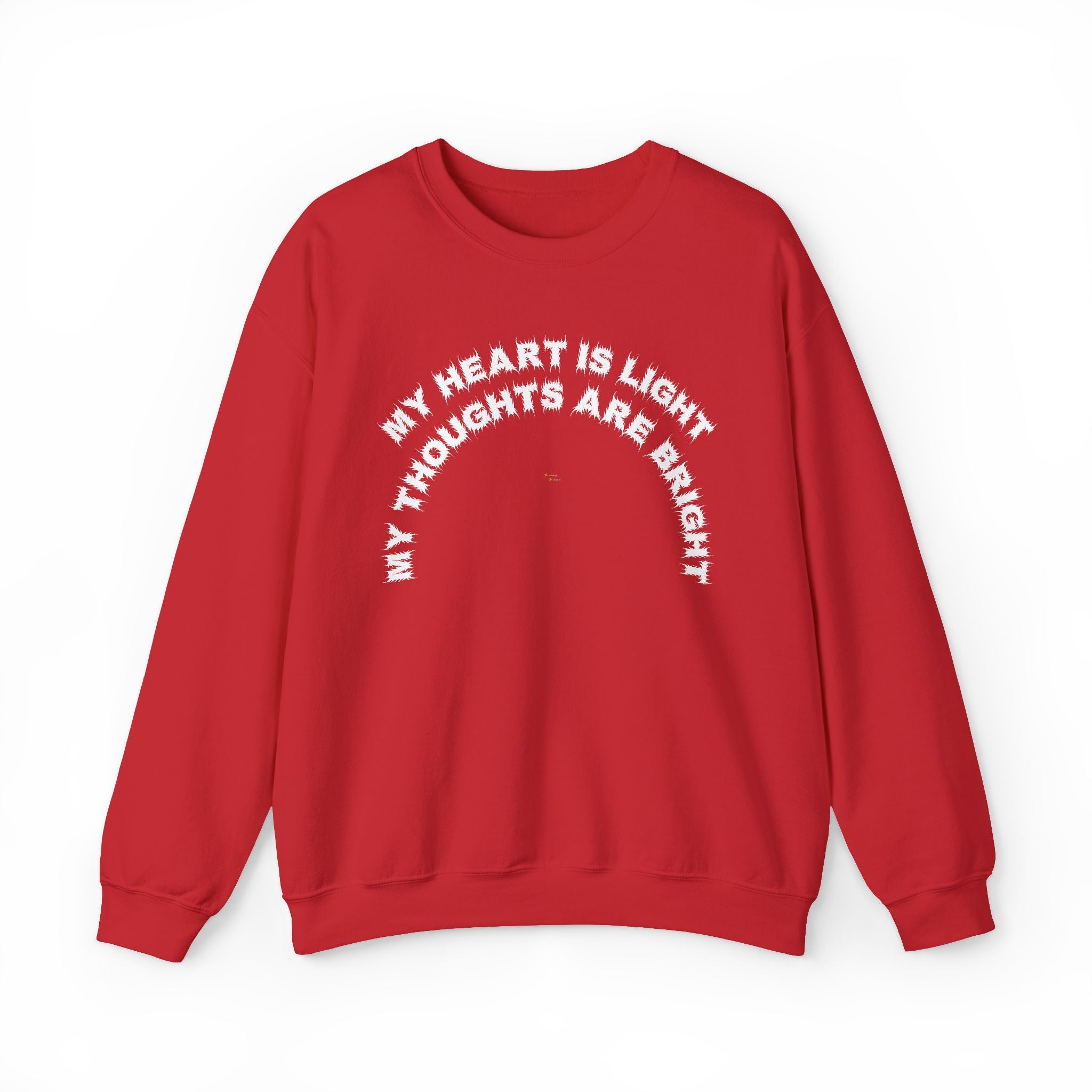 Bildsa My Heart Is Light White Text Crewneck