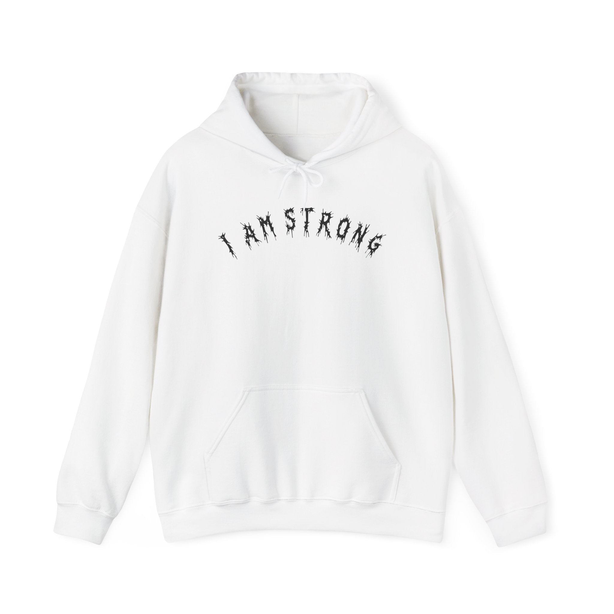 Hvita I Am Strong Black Text Hoodie