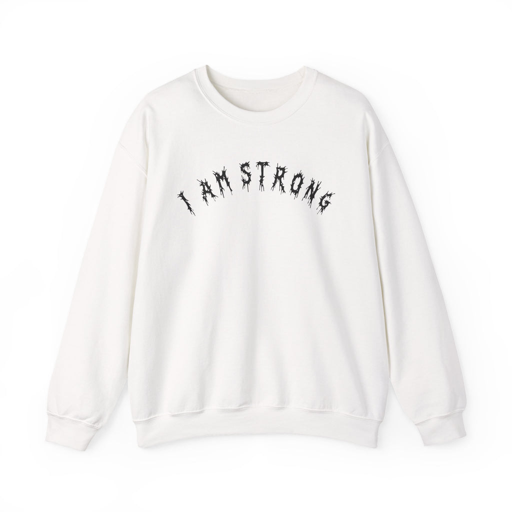 Hvita I Am Strong Black Text Crewneck