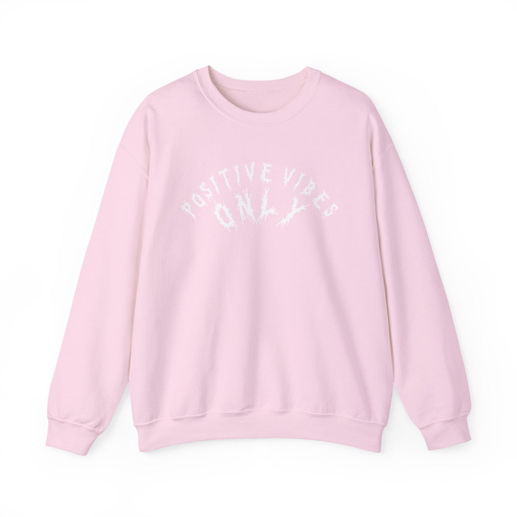 Hvita Positive Vibes White Text Crewneck