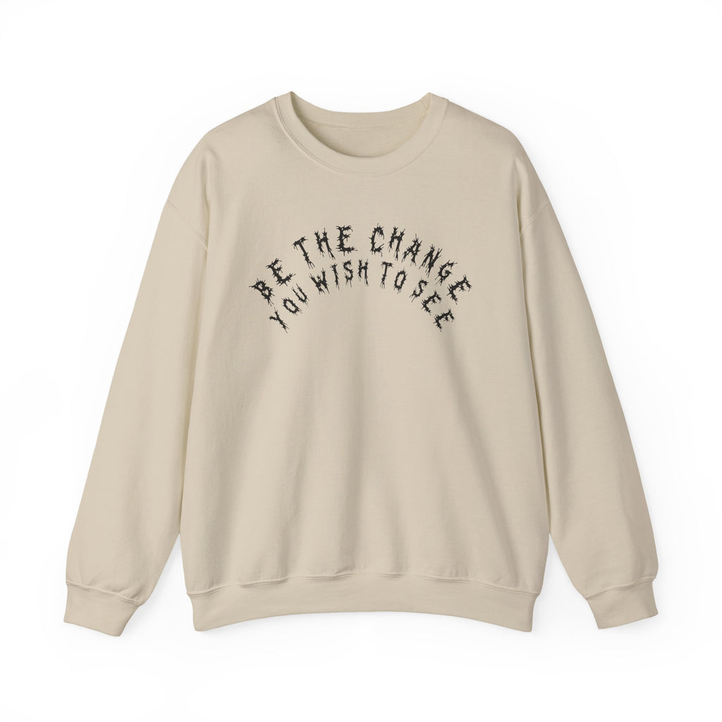 Hvita Be The Change Black Text Crewneck