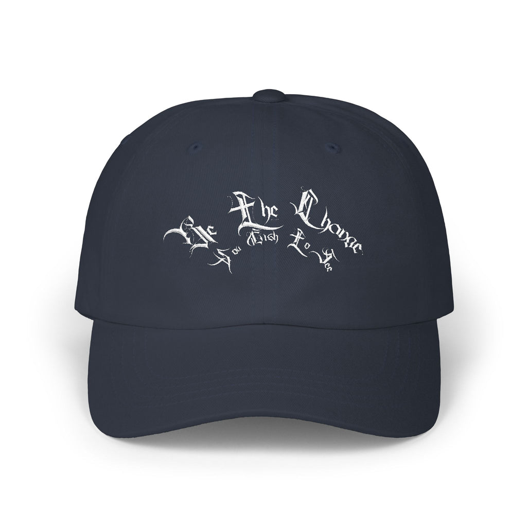Ellioaey Be The Change White Text Dad Hat