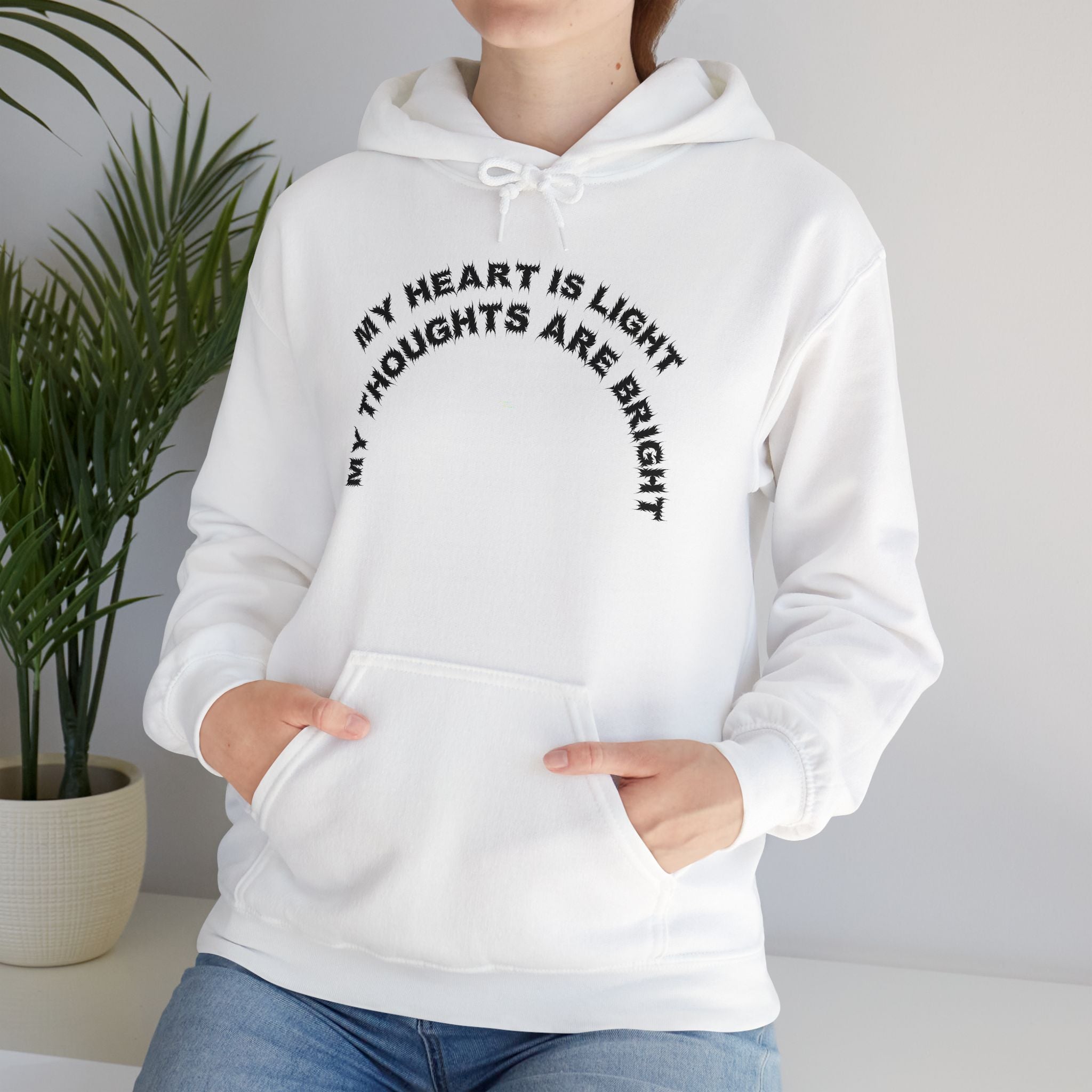 Bildsa My Heart Is Light Black Text Hoodie