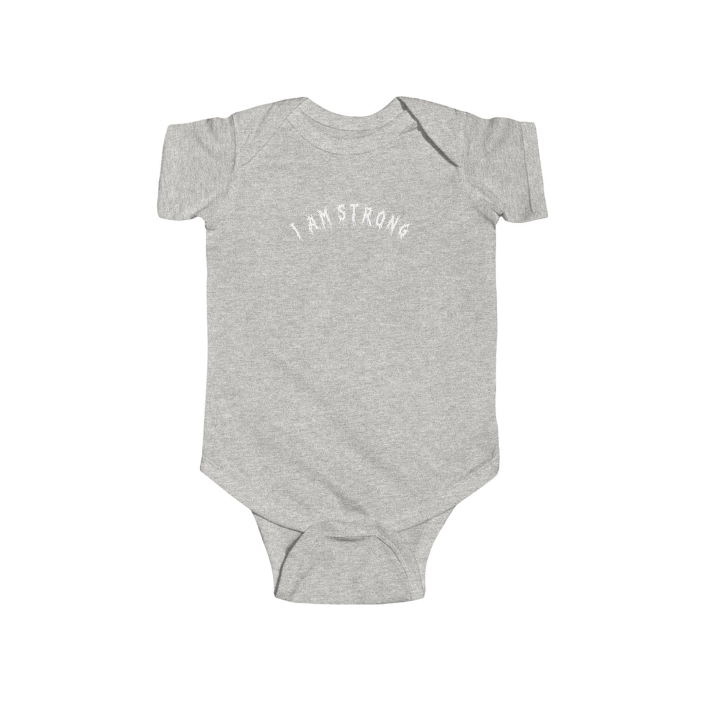 Hvita I Am Strong White Text Baby Onesie