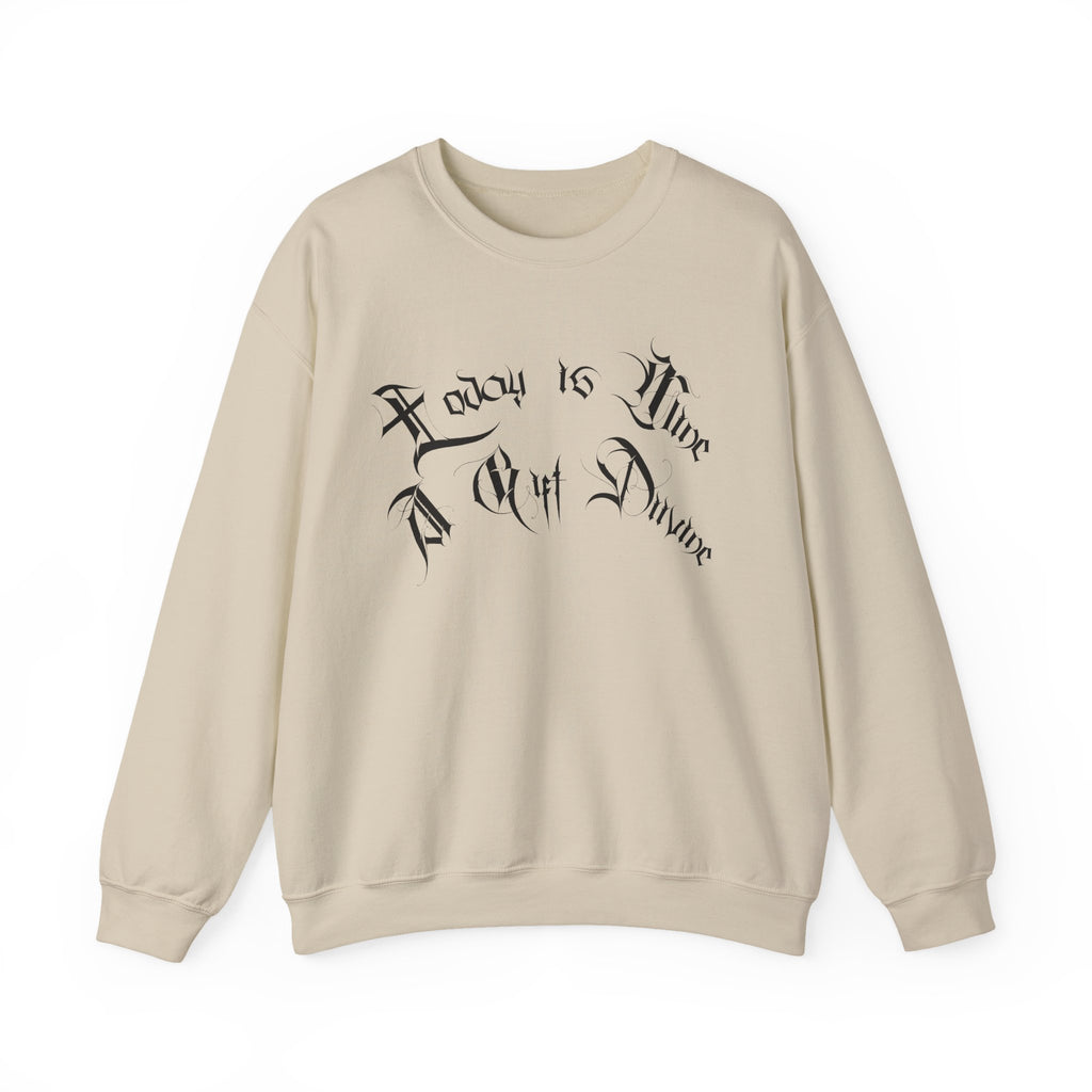Ellioaey A Gift Divine Black Text Crewneck