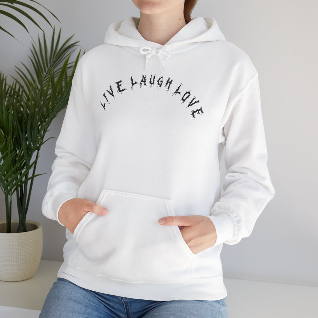 Hvita Live Laugh Love Black Text Hoodie