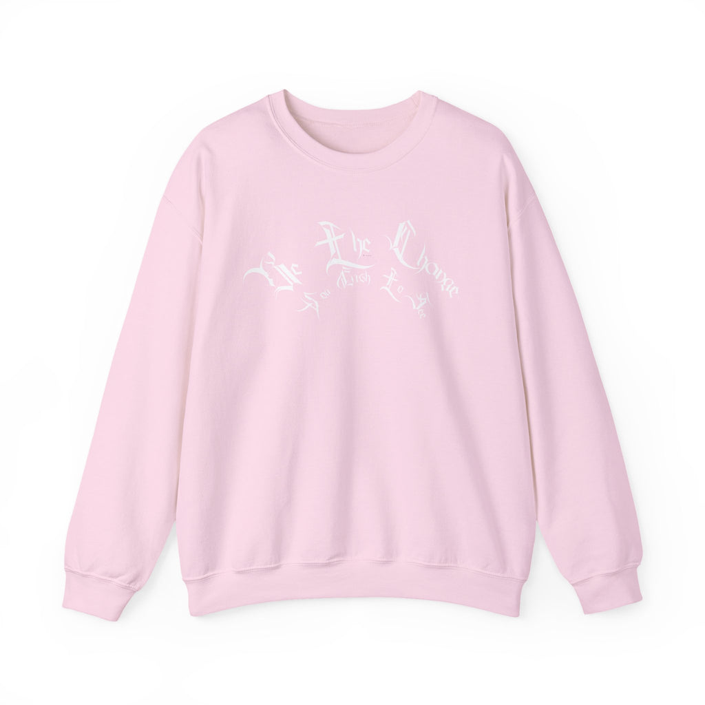 Ellioaey Be The Change White Text Crewneck