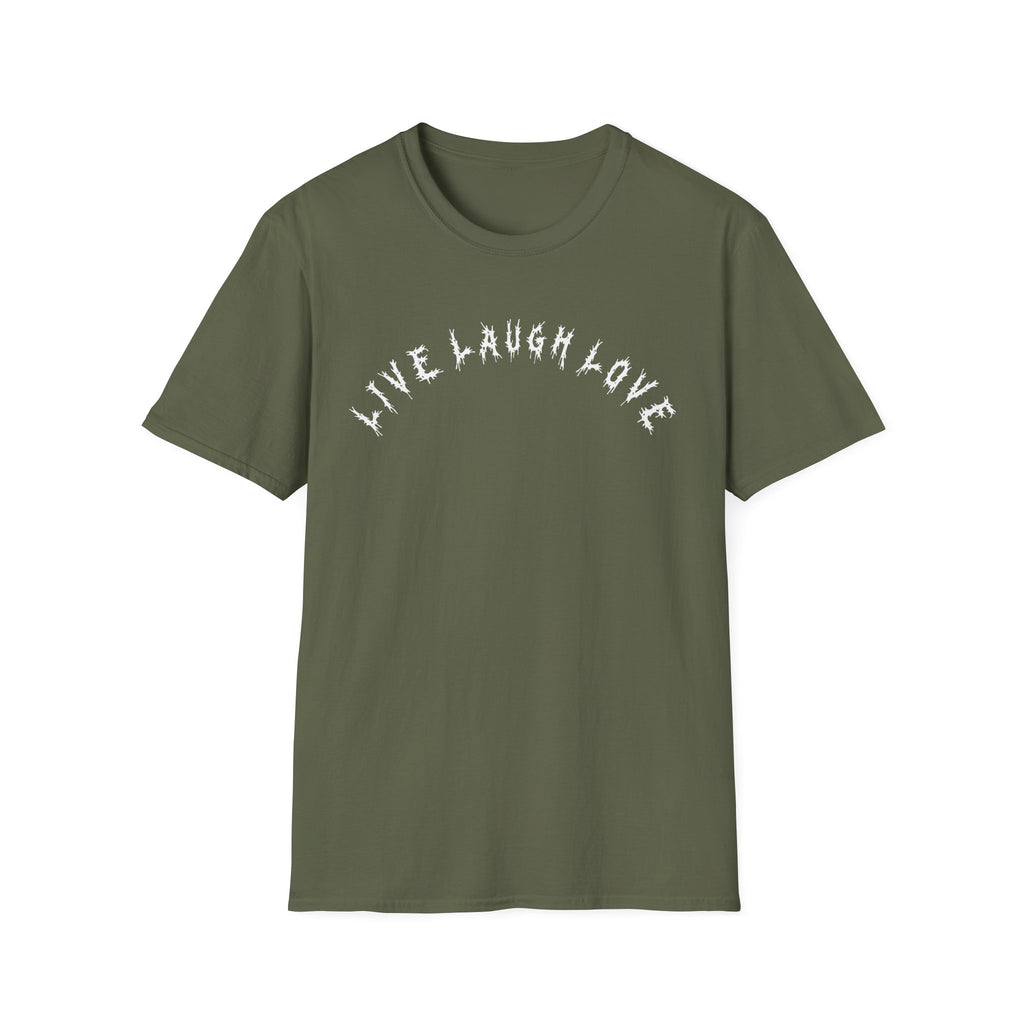 Hvita Live Laugh Love White Text Tee