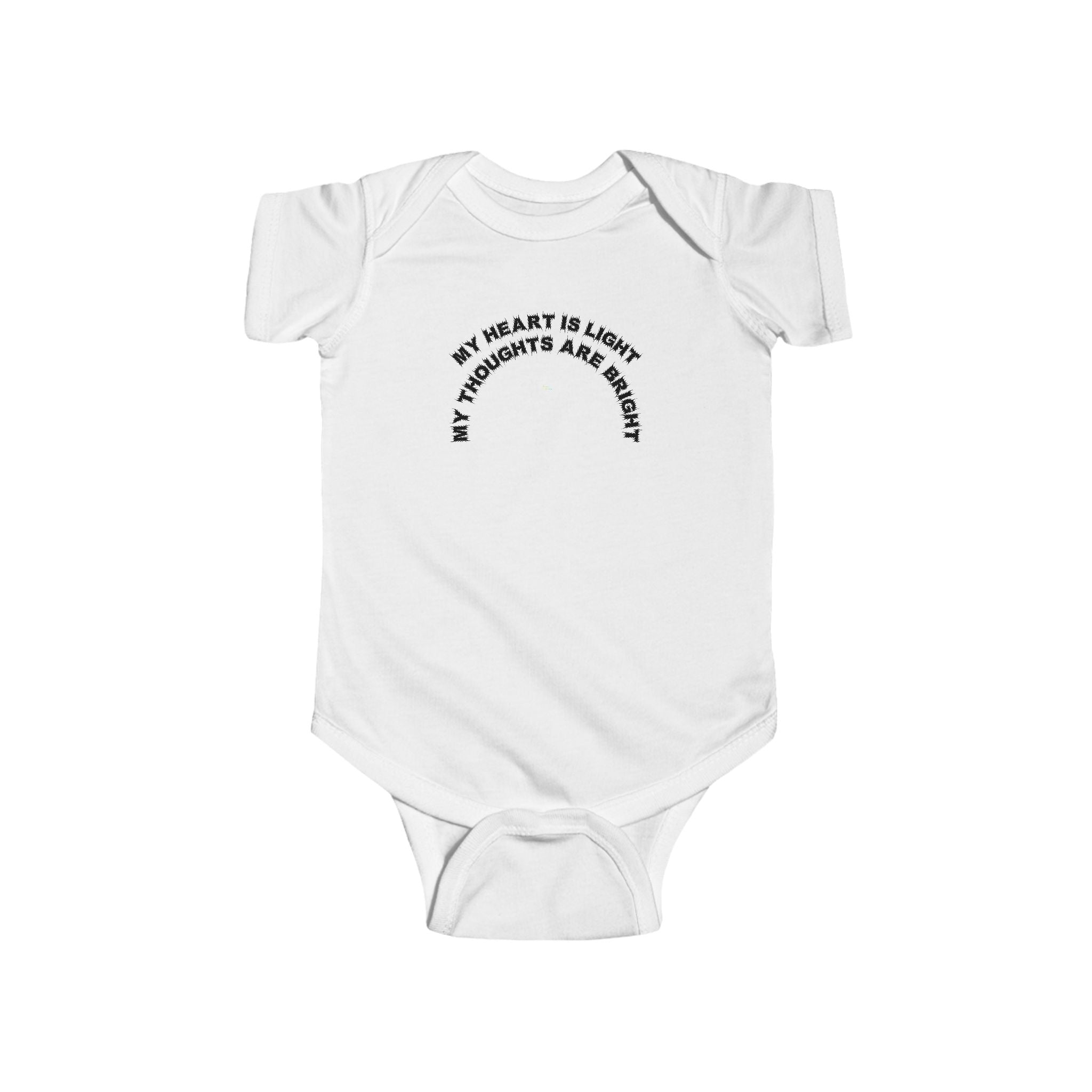 Bildsa My Heart Is Light Black Text Baby Onesie