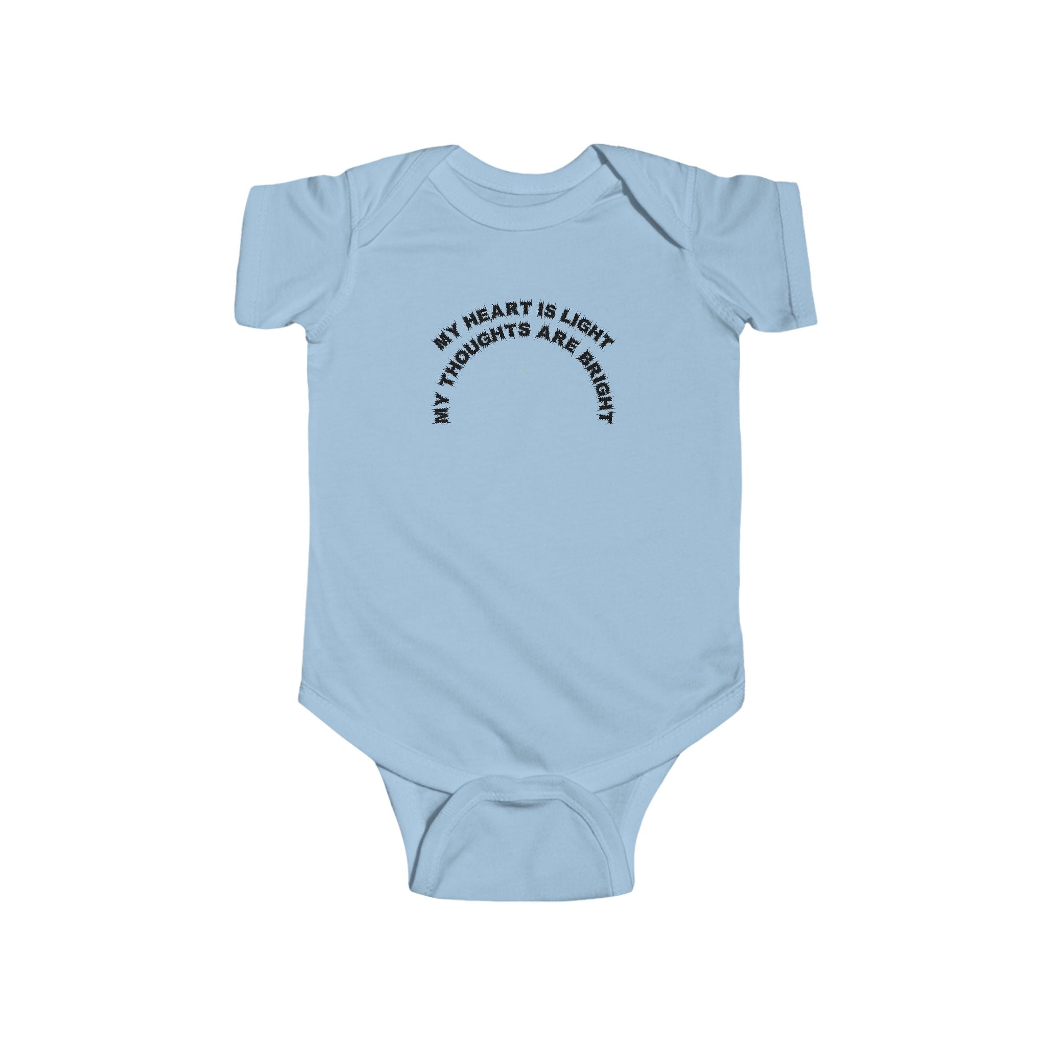 Bildsa My Heart Is Light Black Text Baby Onesie