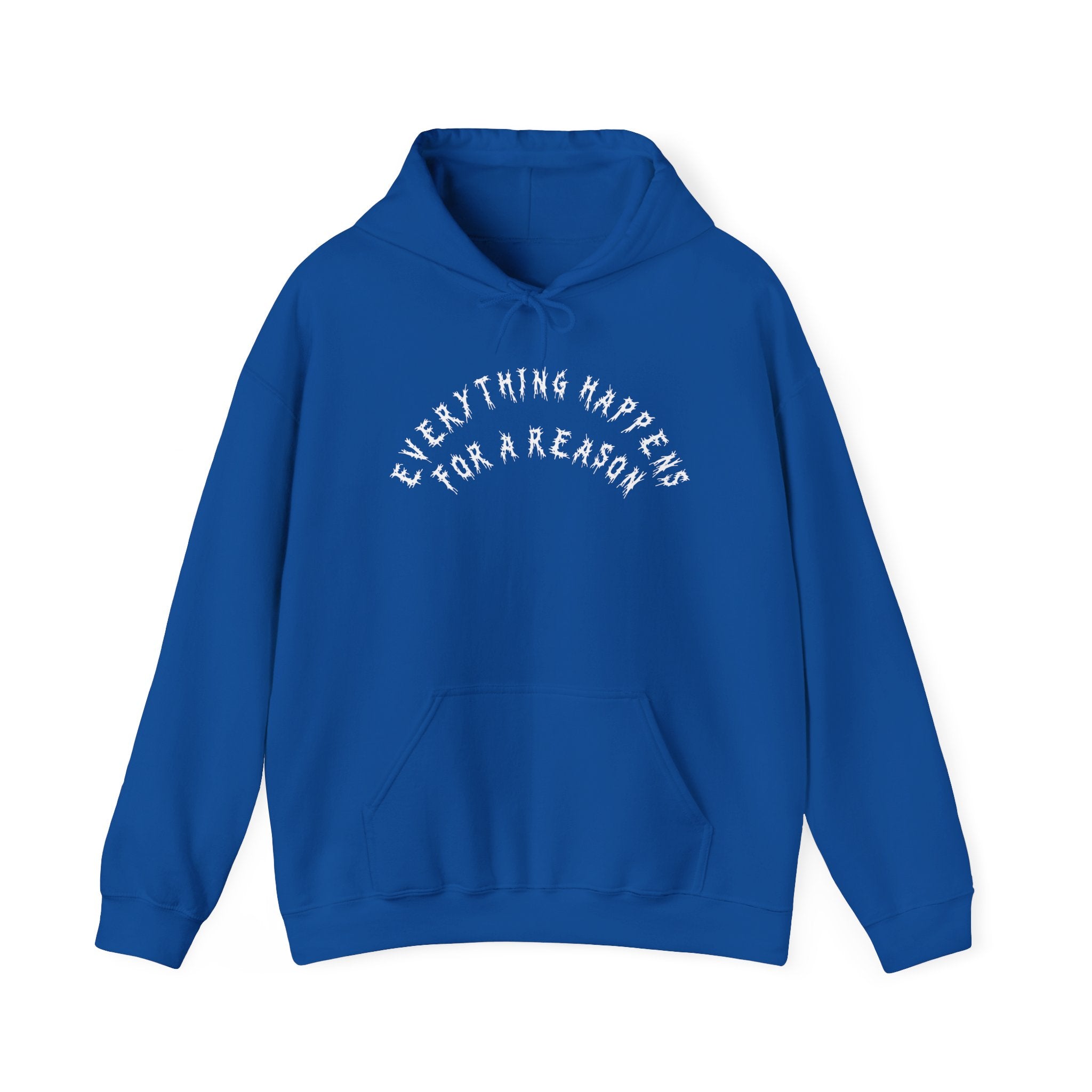 Hvita Everything Happens White Text Hoodie