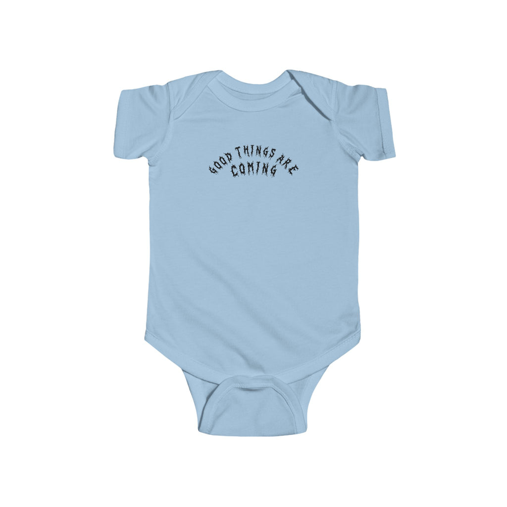 Hvita Good Things Are Coming Black Text Baby Onesie