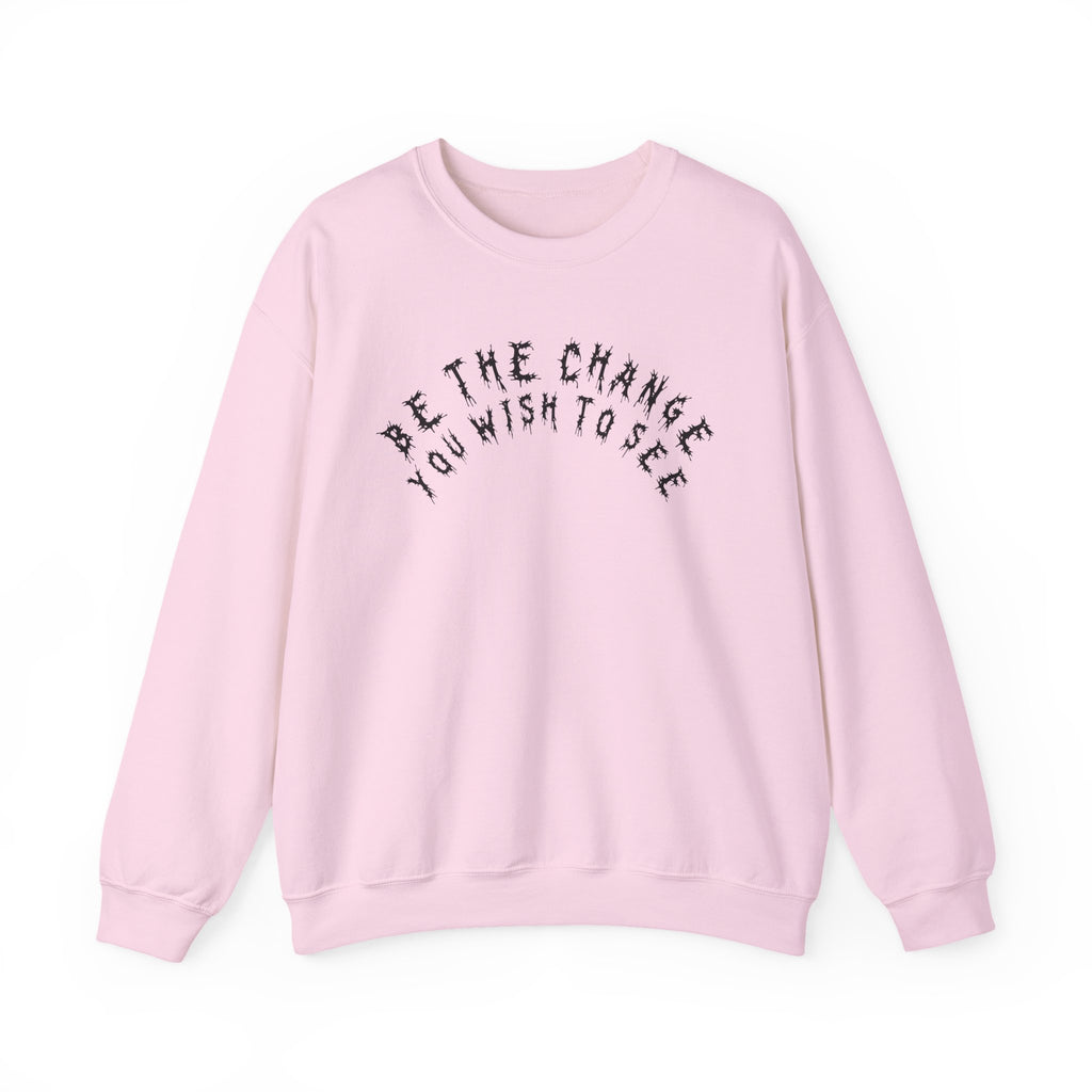 Hvita Be The Change Black Text Crewneck