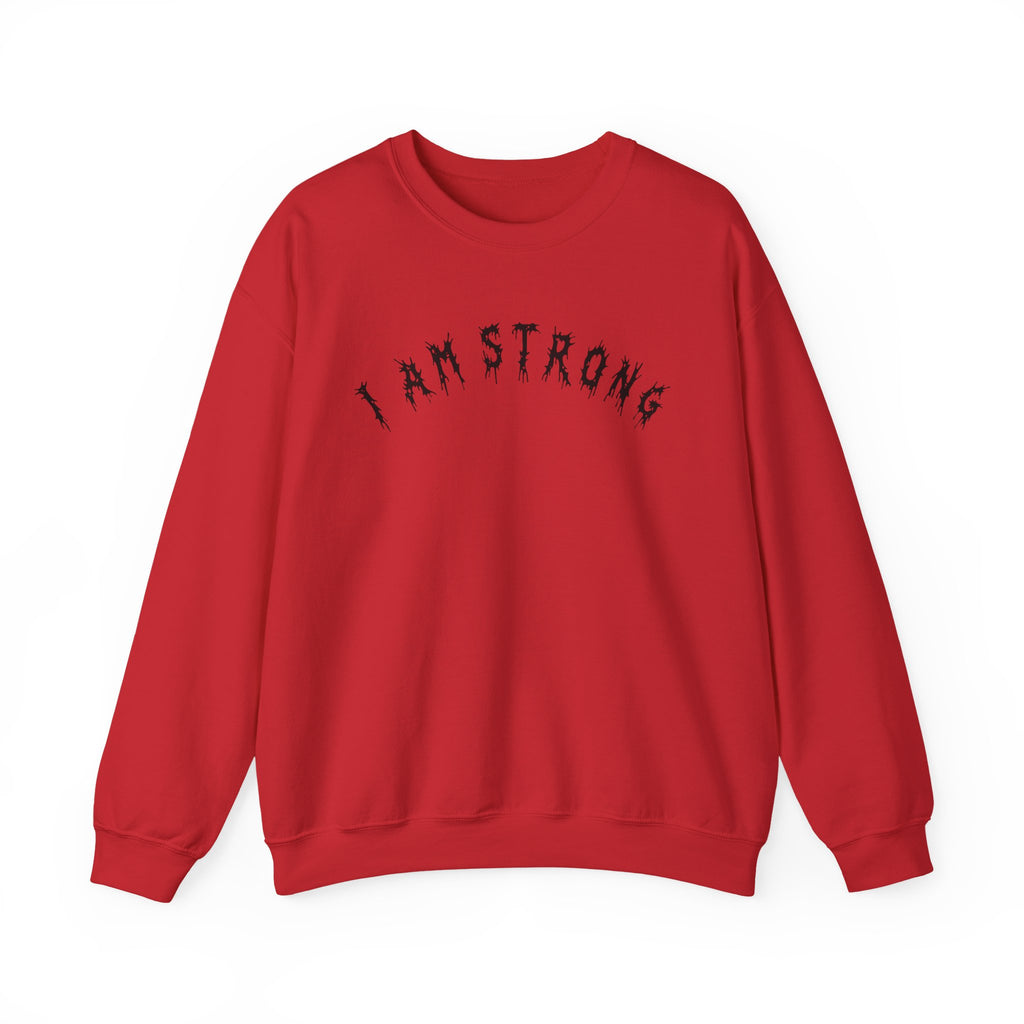 Hvita I Am Strong Black Text Crewneck
