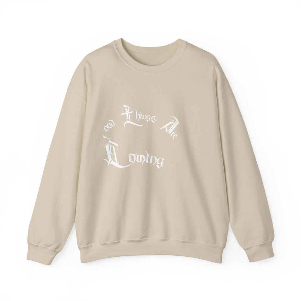 Ellioaey Good Things Are Coming White Text Crewneck
