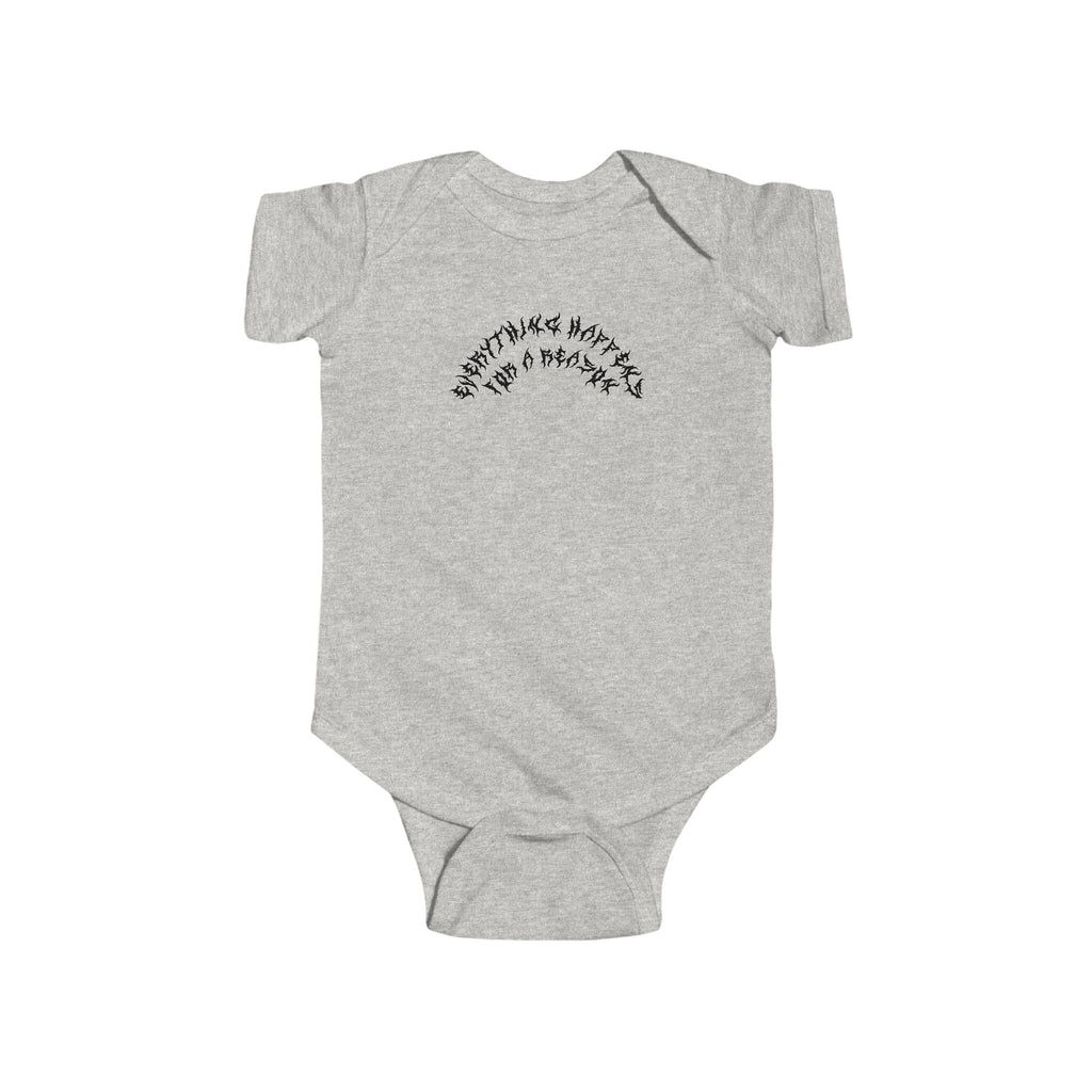 Lundr Everything Happens Black Text Baby Onesie
