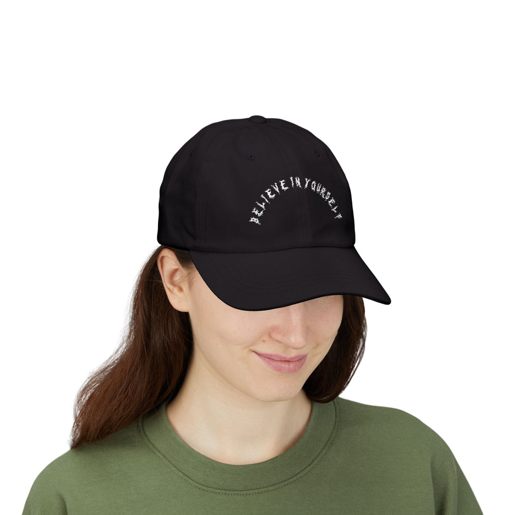 Hvita Believe In Yourself White Text Dad Hat