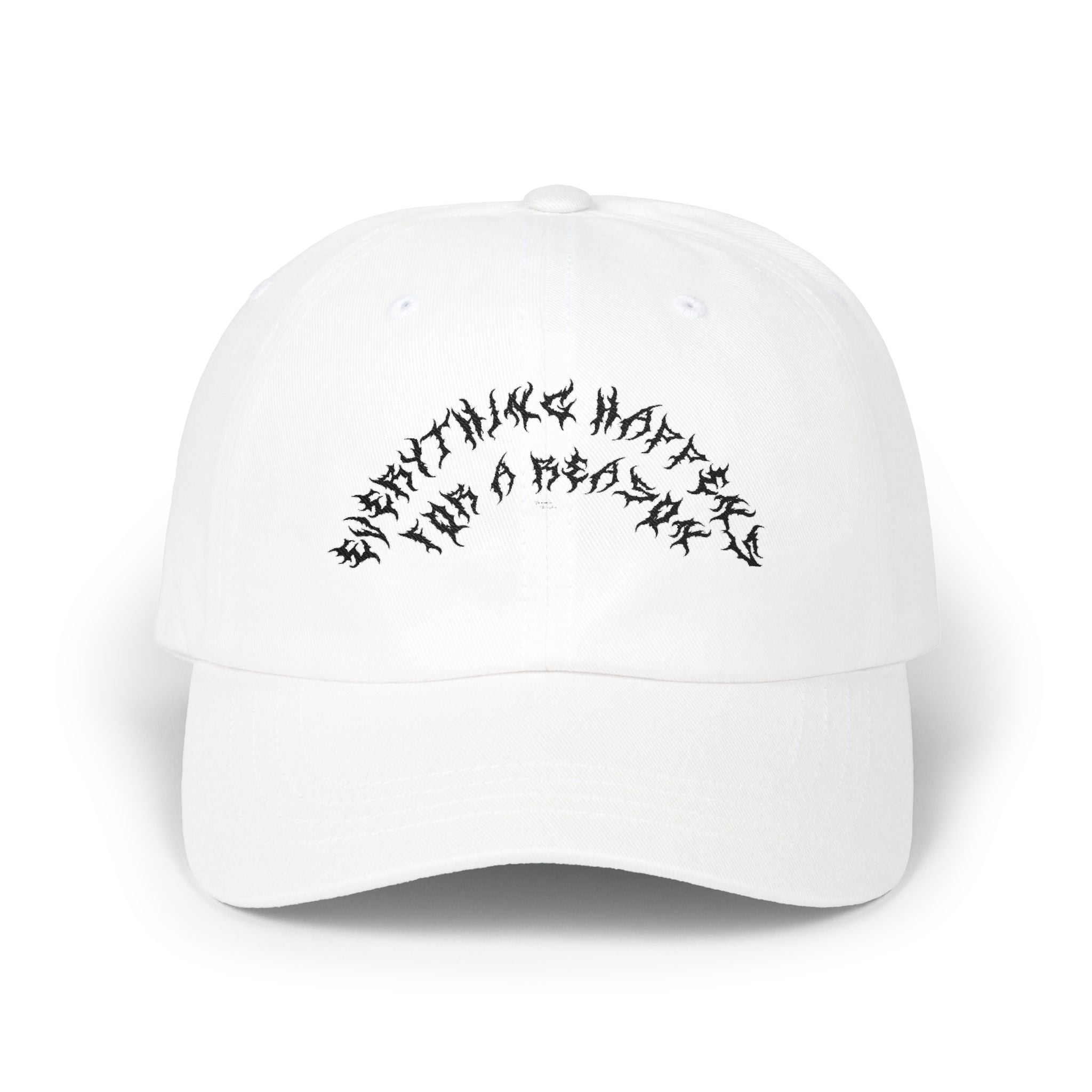 Lundr Everything Happens Black Text Dad Hat