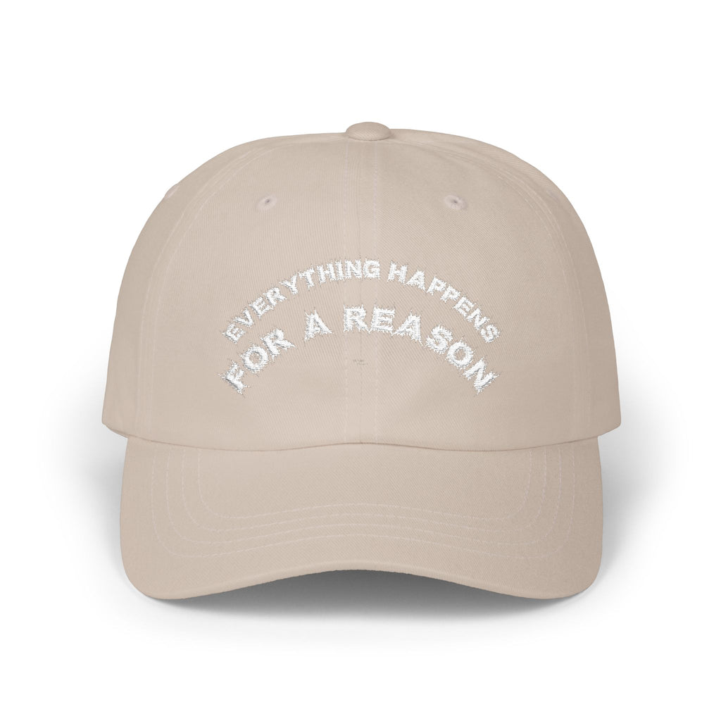 Bildsa Everything Happens White Text Dad Hat