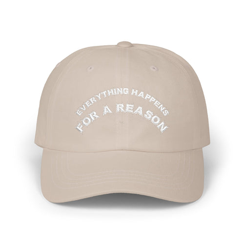 Bildsa Everything Happens White Text Dad Hat